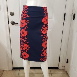 Boden Size 4 Floral Navy and Red Women's Skirt